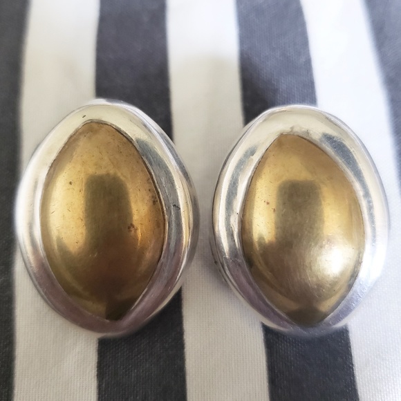 Vintage Jewelry - Vintage Sterling Silver and Gold Stud Earrings